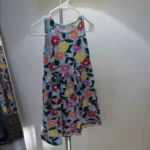 Hanna Andersson Multicolor Fruit Print dress with Light Blue Trim